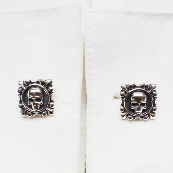STERLING SILVER 925 DESIGNER CUFFLINKS SCULL DESIGN ONE SIZE NEWLY HANDMADE - Picture 9 of 15